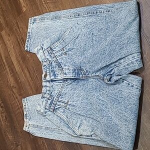 Vintage Acid Wash Sunset Blues Yolked High Waisted Paper Bag Jeans 3 Petite